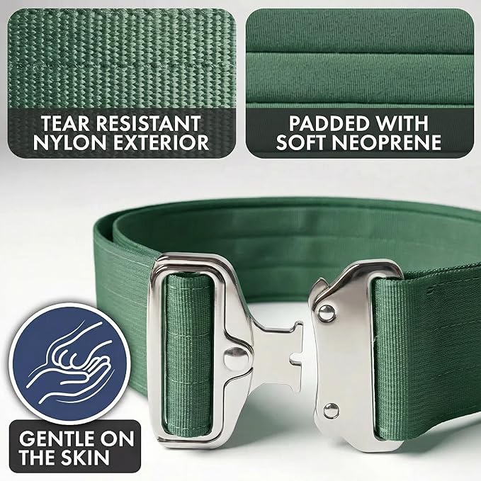 Spark Paws Tactical Dog Collar - Heavy Duty, Premium Quality, Thick and Durable for Large and Medium Dogs - Solid Green - M