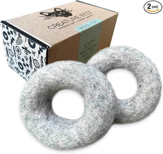 Wool Dog Ring Toy 2-Pack – Organic Eco Friendly Dog Rings for Small & Medium Dogs – Natural Non Toxic Dog Toys – Creature ECO