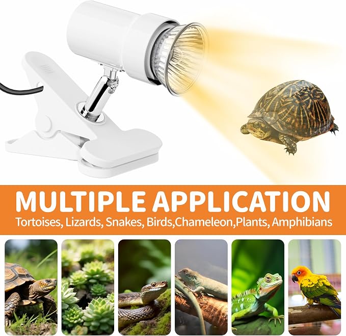 GOZILLA Reptile Heat Lamp, 360° Rotatable Turtle Light with 25W+50W UVA/UVB Reptile Light Bulbs, Turtle Lamp for Reptile and Amphibian Tanks, Terrariums and Cages.(White)