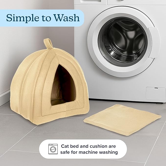 Cat House - Indoor Cat Bed with Removable Foam Cushion - Pet Tent for Kittens, Rabbits, Guinea Pigs, and Other Small Animals by PETMAKER