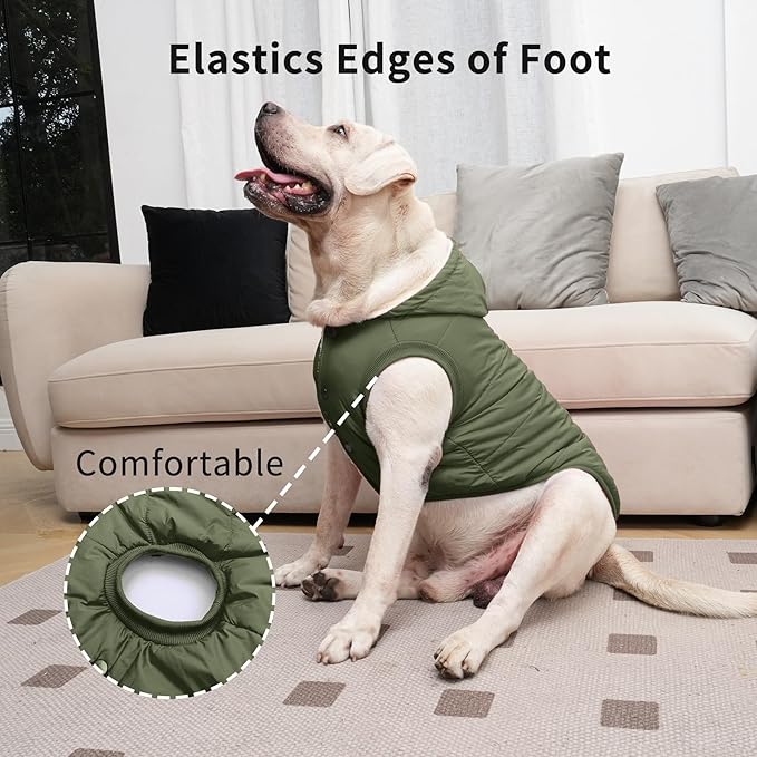 Vecomfy Fleece Lining Extra Warm Dog Hoodie in Winter for Large Dogs Jacket Pet Coats with Hooded Green XXXL