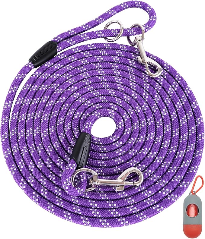 Heavy Duty Dog Leash for Large, Medium, Small Dogs - 10FT/16FT/30FT/50FT/100FT, Reflective Threads for Night Walking, Playing, Camping, or Yard
