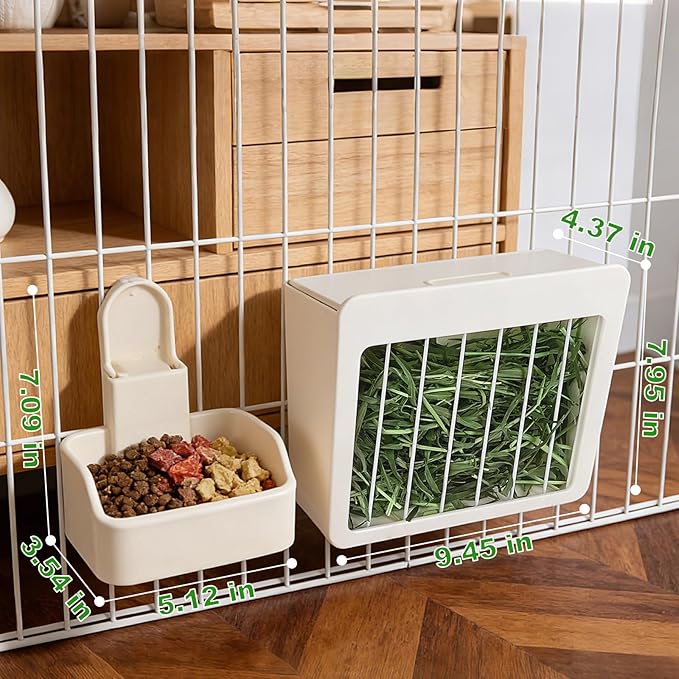 RUBYHOME Rabbit Hay Feeder Guinea Pig Food Feeder Adjustable Height Rabbit Feeder Guinea Pig Food Bowl Complete Bunny Bundle Bunny Accessories for Rabbits, Guinea Pigs, Chinchillas