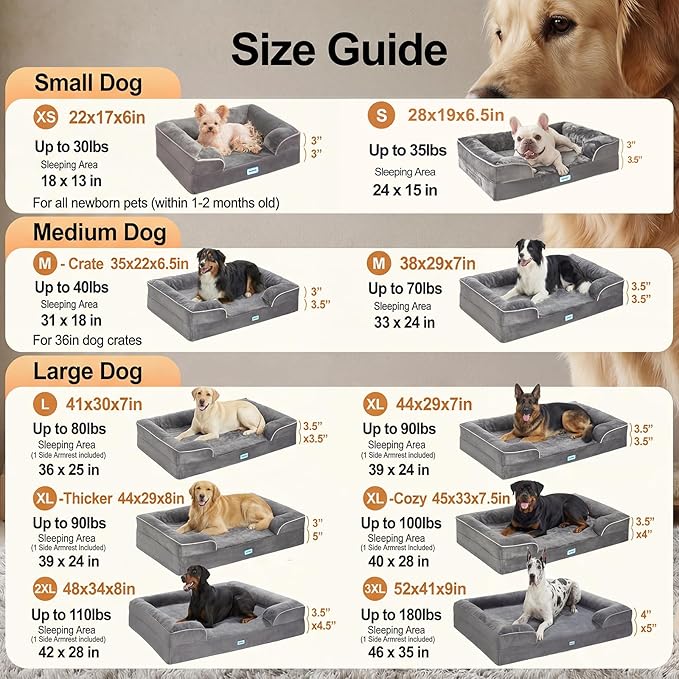 OhGeni Orthopedic Dog Bed Couch Big Cat Sofa for Extra Large Sized Pets with Memory Foam, Machine-Washable Waterproof Removable Cover, Soft Comfortable Fabric, 44-inch (Pink)