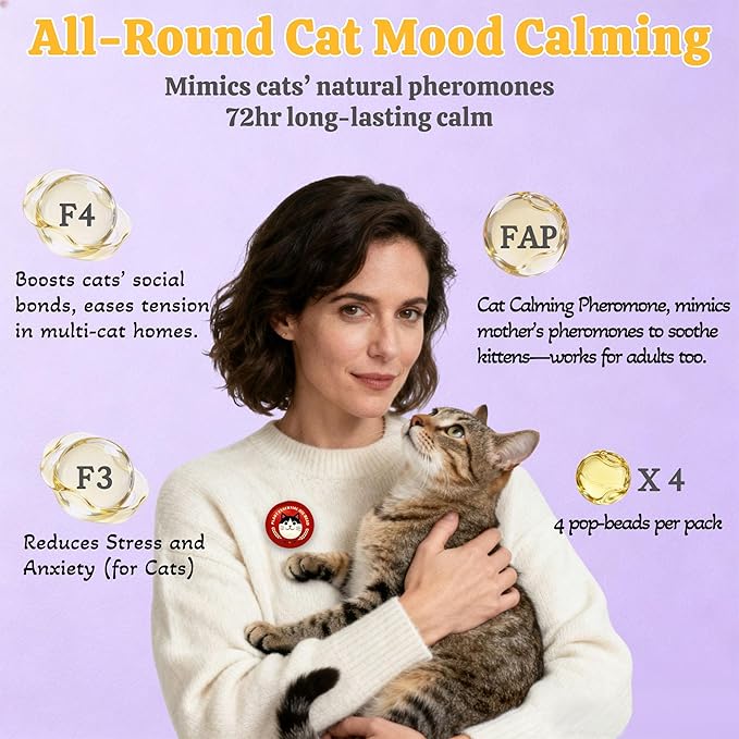 xcivi Pop Patch for Cat Calming Diffuser, Cat Anxiety Relief Stress Reduction, Cat Calming Pheromones Help Anxiety, Enhanced Calming, Cat Calming Patches for Travel, Car & Home Use