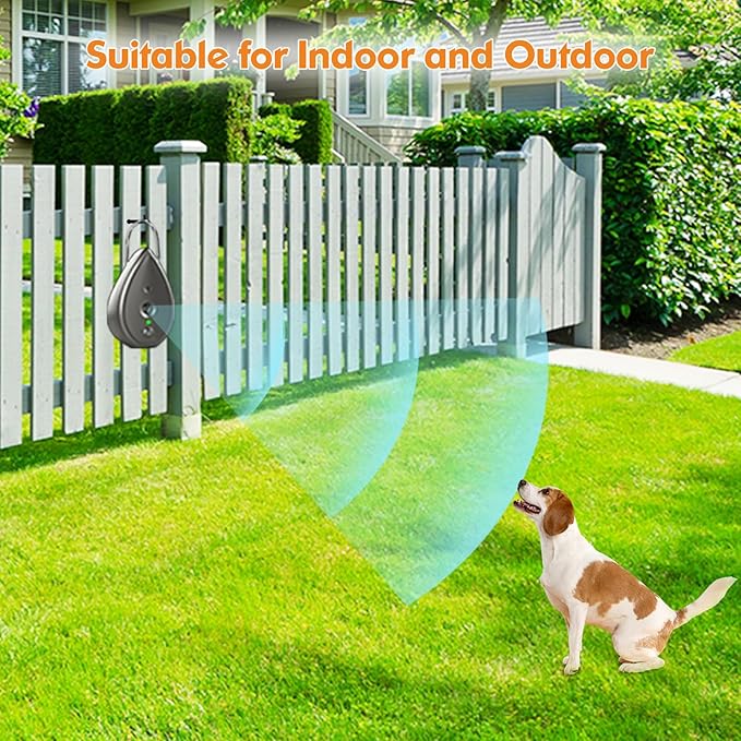 Anti Barking Device for Dogs, Rechargeable Bark Box Ultrasonic Barking Deterrent with 3 Modes/Irregular Ultrasound Frequency/Automatically Electronic Dog Whistle Stop Neighbors Dog from Barking(Grey)