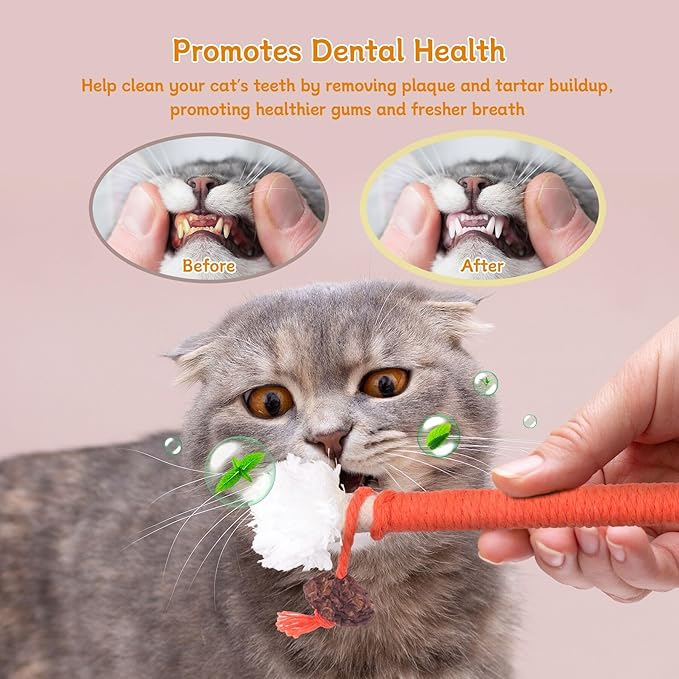 SEVENKA 3Pcs Cat Catnip Toys, 2.3ft/70cm Silvervine Chew Toy for Teeth Cleaning, Kitten Toys, Cotton Rope Scratch Catnip Interactive Cat Toys for Indoor Kittens Kitty