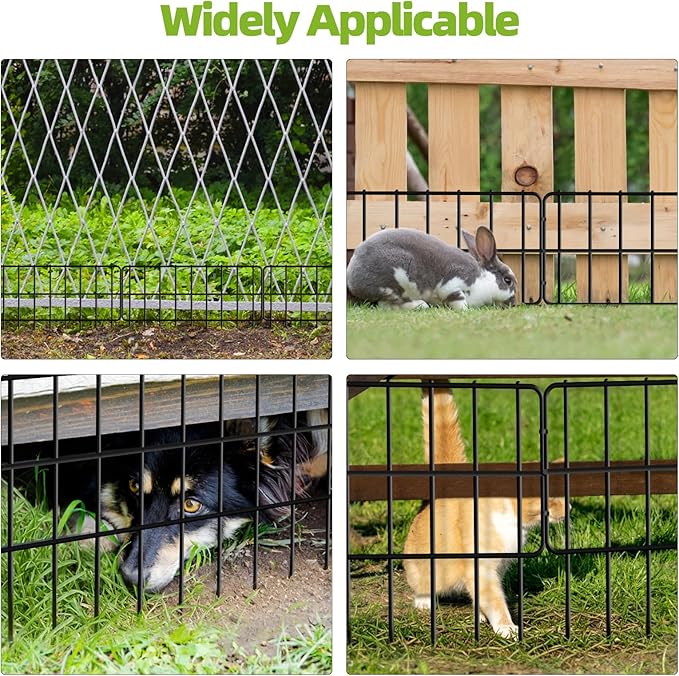42.5ft(L) x 13in(H) Animal Barrier Fence, 30 Panels No Dig Fence, Garden Fence Barrier for Bottom, Rabbit Fence for Garden, Dog Fences Barrier, Rustproof Metal Fences Border for Outdoor