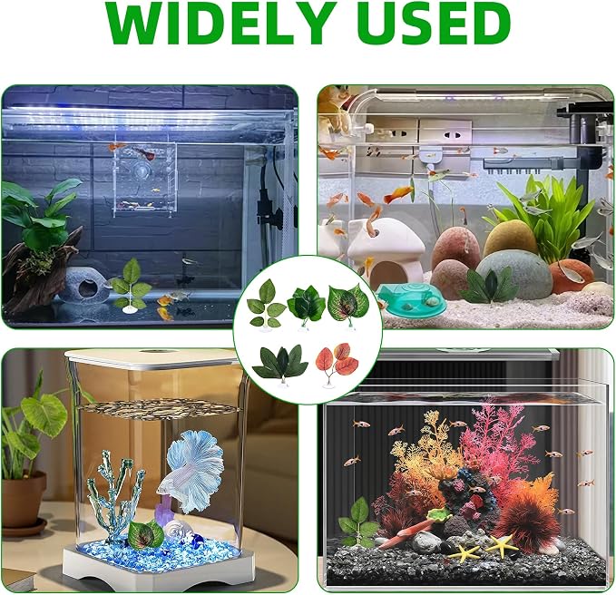Betta Fish Plant Hammock - Aquarium Floating Leaf Decor with Suction Cup Beta Fish Hideout for Resting Simulating Habitat