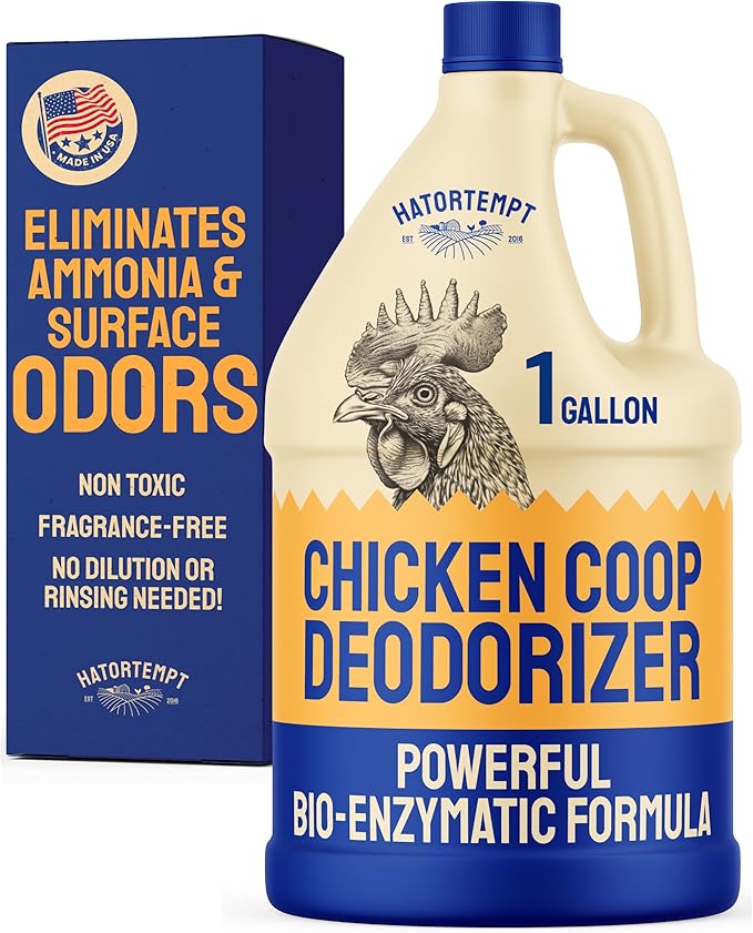 Hatortempt Chicken Coop Deodorizer & Cleaner Spray - 1 Gallon, Unscented - Ammonia Control Odor Eliminator & Coop Refresher for Chickens