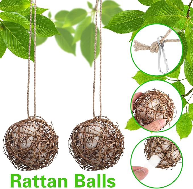 Toddmomy 2Pcs Bird Nest Material Balls Hanging Outdoor Hummingbird Nesting House 3.14In for Outside Garden and Backyard Birding
