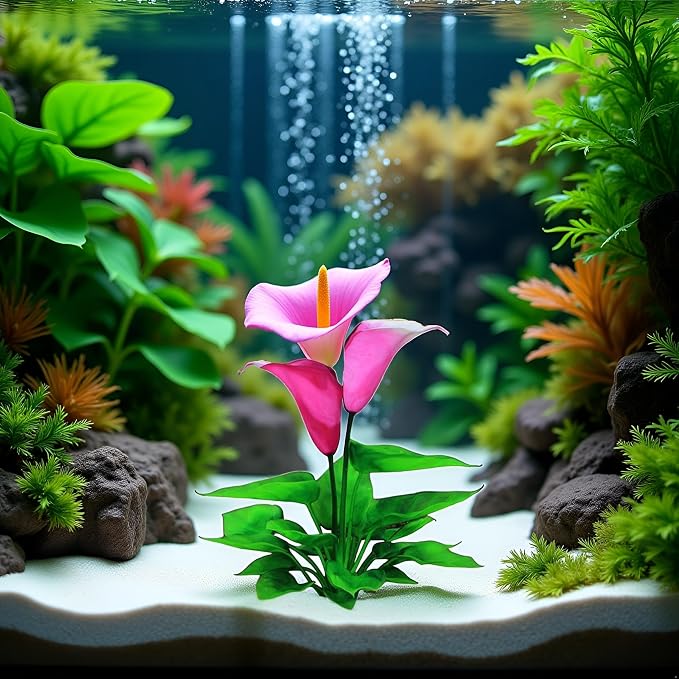 Flower Aquarium Decoration Artificial Aquatic Plant Waterweed Craft Silk Plastic Plants ,Artificial Fish Tank Decorations,Used for Household and Office Simulation Hydroponic ,Aquarium Plants