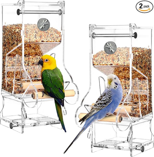 2PCS No Mess Bird Feeder, Transparent Acrylic, Reducing Waste, Suitable for Small Birds