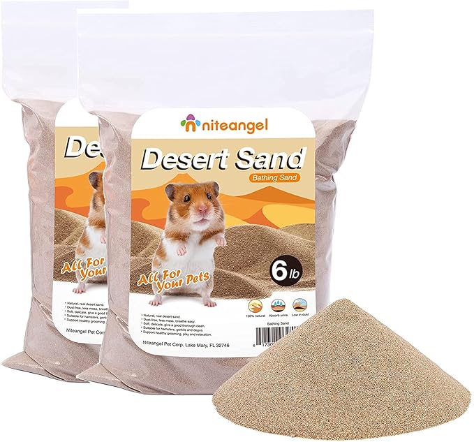 Niteangel Hamster Desert Bath Sand | No-Dust Bath or Potty Litter Sand for Hamster Chinchillas Gerbil Mice Degu or Other Small Pets