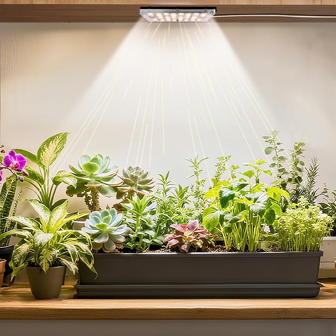 Under Shelf Grow Light, Stick On LED Plant Light, Indoor Plants with Timer | USB Powered Under Cabinet Grow Light, Full Spectrum 3500K High PPFD Puck Light for Shelves, Terrarium & Indoor Plants