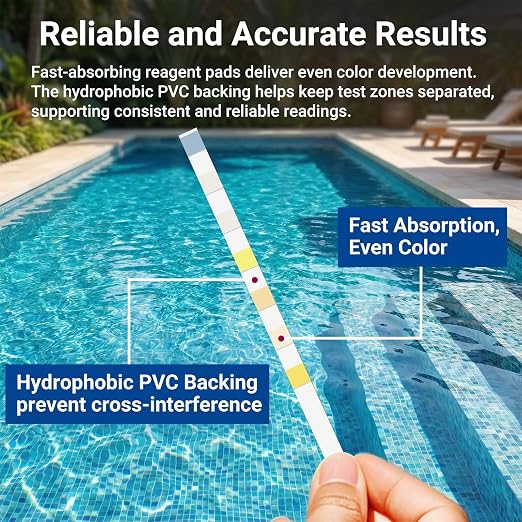 Upgraded 2026 7-in-1 Hot Tub & Spa Test Strips | Fast & Accurate Results in 15 Seconds | Pool Test Strips & Water Testing Kit for Cyanuric Acid, ph,Chlorine,Bromine,Total Alkalinity&Hardness |100ct