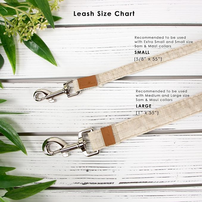 Sam and Maui Linen Blend Dog Leash with D-Ring, 4.5 FT Walking Lead for Small Dog, Rose S