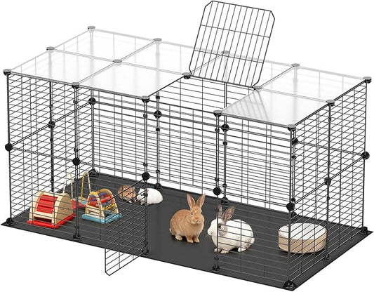 XiaZ Guinea Pig Cages,32 Panels Small Animal Playpen with Waterproof PVC Mat and Top 47.2" x 23.6" x 23.6",Rabbit/Bunny Cage, Pet/Puppy Play Pen, Indoor Outdoor Portable Metal Fence