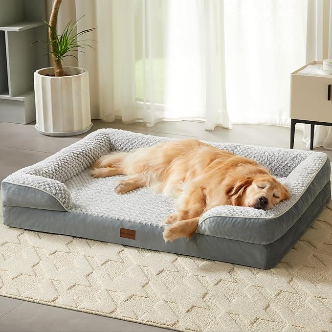 LEXTRO Orthopedic Dog Bed for Extra Large Dogs, Egg Crate Foam Bed for Extra Large Dogs, Equipped with Removable Waterproof Pillow Cover and Anti-Slip Bottom, Pet Bed