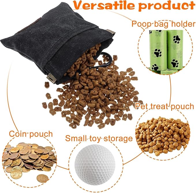 Puppy Training Treat Pouch Dog Treat Pouch Treat Pouches for Pet Training Black Pocket Sized Pet Training Pouch Portable Puppy Dog Training Treat Bag Self Closing Pet Feed Reward (Black)