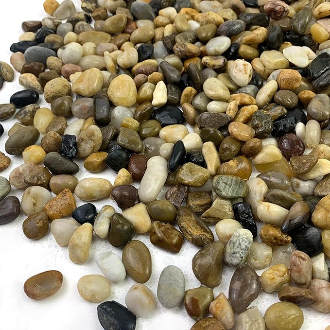 FANTIAN 20 lbs Pea Gravel Pebbles for Indoor Plants, 2/5 Inch Mixed Color River Rocks for Aquarium, Succulent, Vase, Bonsai, Garden, Plant Soil Cover and Outdoor Landscaping Rocks