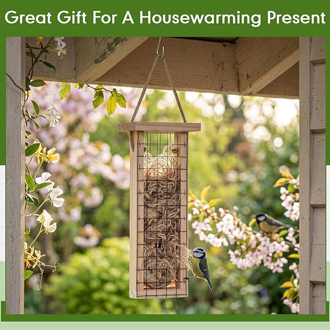 Menkxi 2 Pcs Bird Nesting Material, Hummingbird Nest Gift Enjoy Birds Gardening Outside Cute Decor Refillable Nesting Gift for Bird Lovers, Spring Garden Decoration Gifts (Grid Style)