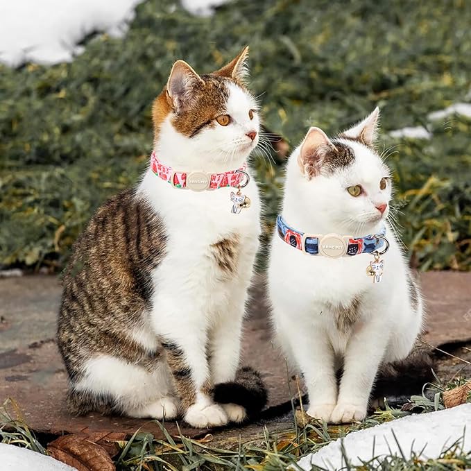 ARING PET 2 Pack Cat Collar-Cute Cotton Summer Watermelon Cat Collar with Bell & Pendant, Adjustable Summer Kitten Collars with Safety Buckle for Girl Pets