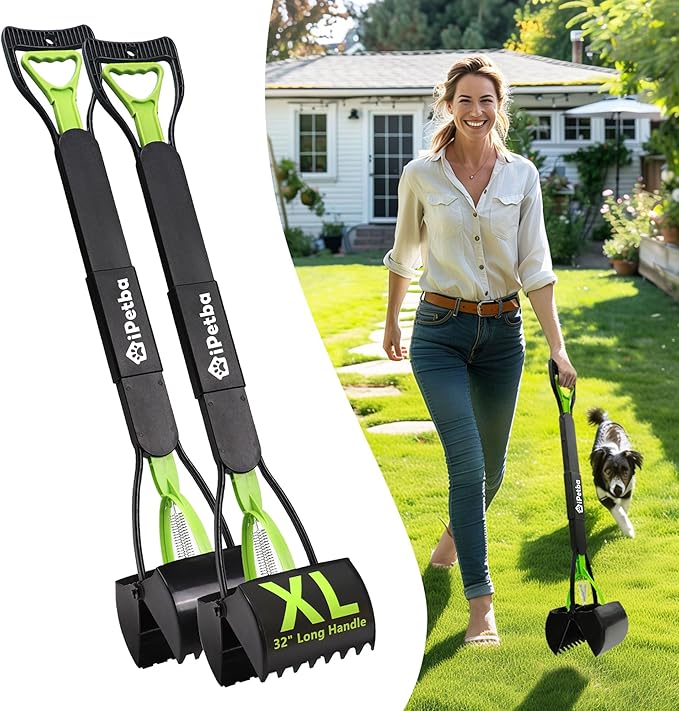 32 inch Pooper Scooper for Large Dogs 2-Pack – Long Handle Dog Poop Scooper for Yard, No Bending Save Back, Ease of Pickup, Grass Friendly, Sturdiness