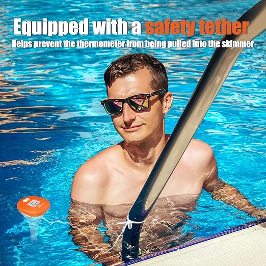 XY-WQ Digital Pool Thermometer, Easy-to-Read, Large LCD, IPX8 | Large LCD with easy-read numbers, IPX8 waterproof housing and safety rope for pools, spas, hot tubs and aquariums.