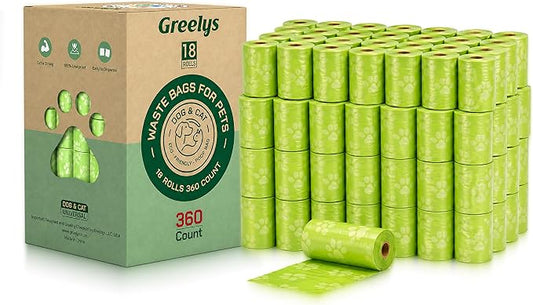 Dog Poop Bags 360 Count – Strong Leak-Proof, Easy Tear, Eco Friendly Biodegradable Waste Bags for Dogs & Cats, Unscented