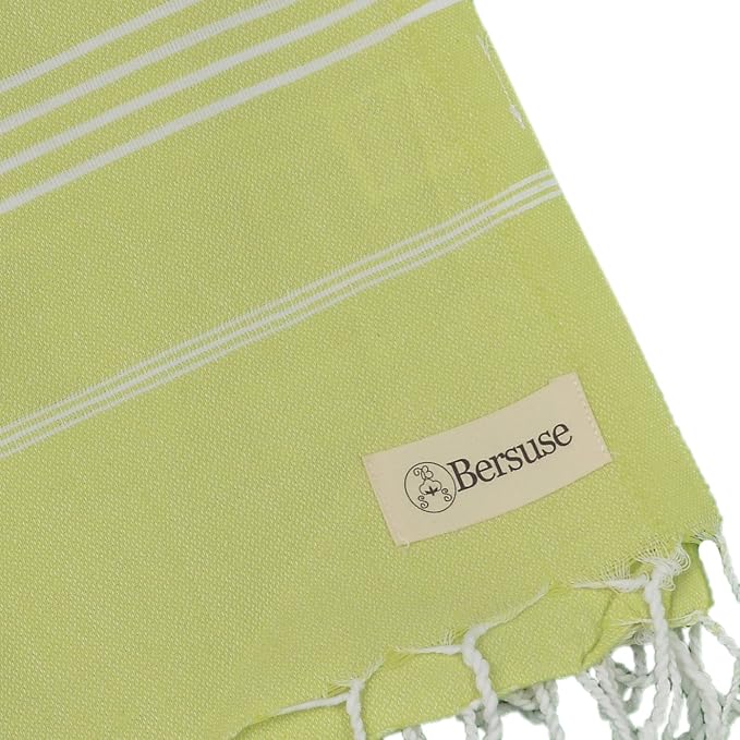Bersuse Towels Anatolia XL Beach Blanket Throw Blanket Turkish Towel 100% Cotton Extra-Large Quick-Dry Lightweight Premium Peshtemal Towel - 61x82 Inches, Pistacho Green (Set of 6)