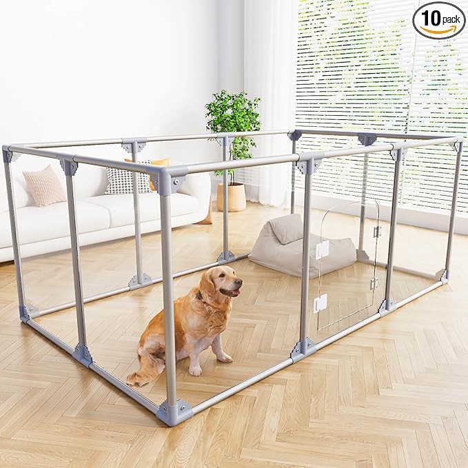 Acrylic Dog Playpen Indoor Puppy Pen 10 Panels for Puppies Dog Play Pens for Dogs Indoor