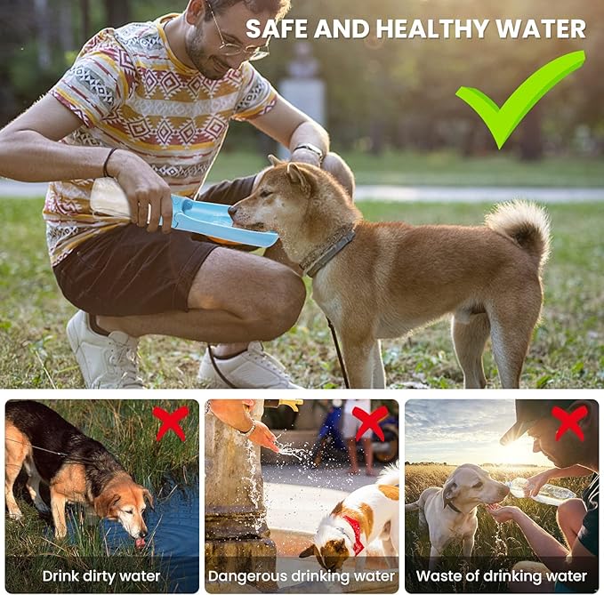 Portable Dog Water Bottle, Foldable Dog Water Bottle Leak Proof Dispenser for Puppy Small Medium Large Dogs, Pet Drink Cup for Walking Hiking Traveling(SkyBlue,19oz)