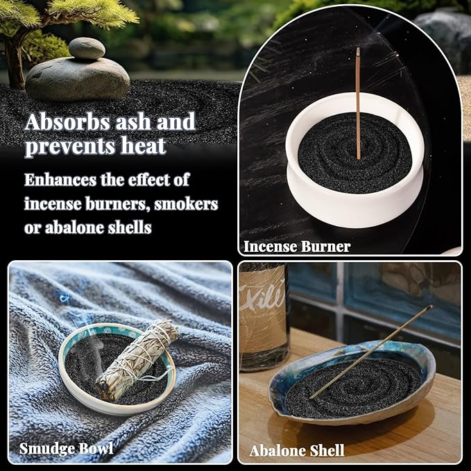 RAINFLOW 15 OZ Fine Balck Sand for Crafts - Colored Quartz Zen Garden Sand Decorative for Vases Filler, Wedding Unity Ceremony, Incense Burner, Ritual Incense,Eco Bottle