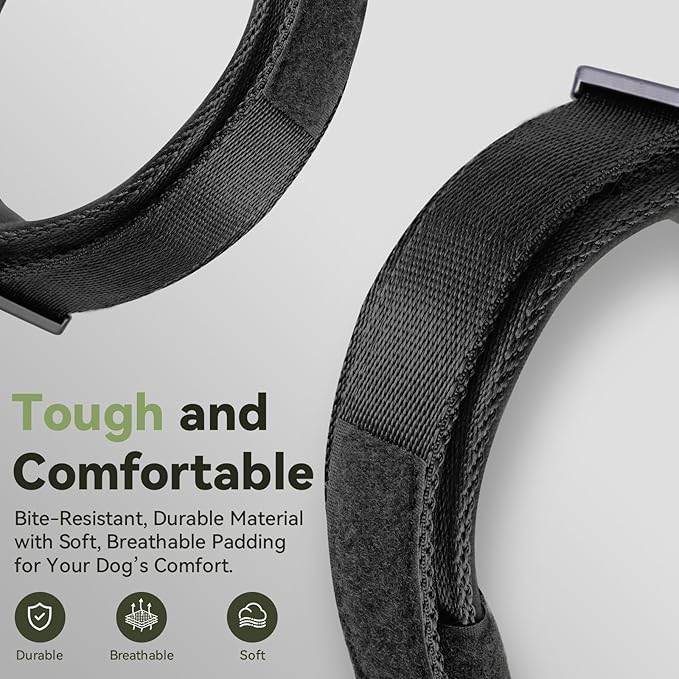 2026 Upgrade Waterproof AirTag Dog Collar, Military Tactical Dog Collar with AirTag Holder, Comfortable Control Handle and Metal Buckle, GPS Dog Collar Holder for Medium to Large Dogs (Black, M)