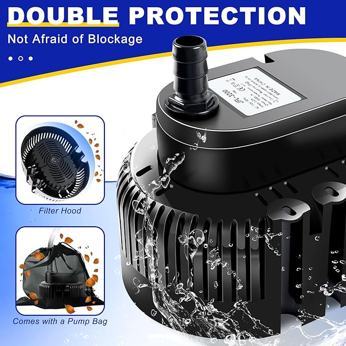 Pool Cover Pump above Ground-Submersible Sump Pump Swimming Water Removal Pumps, Sump Pumps for Pool Draining with 16ft Drainage Hose & 25 ft Extra Long Power Cord,850 GPH,3 Adapters-Black