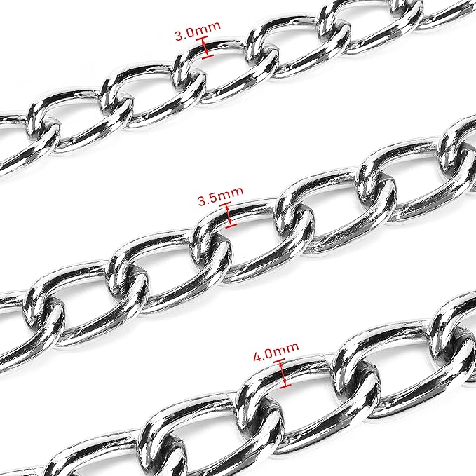 SGODA Metal Chain Heavy Duty Dog Leash, Chew Proof Dog Leash with Soft Handle for Large Size Pets Walking(4 ft. x 3.5 mm Red)