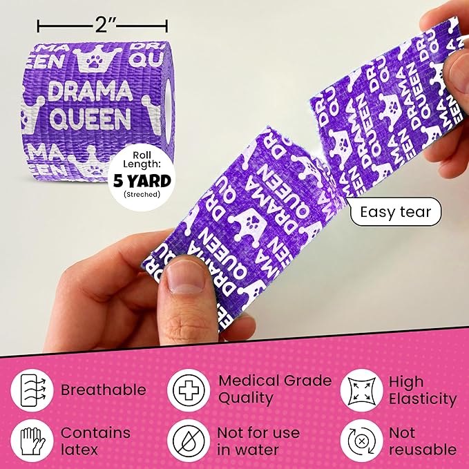 Vet Wrap for Dogs – Funny Dog Bandage for Wounds – Girls 6 Pack 2" Self-Adhesive Vet Tape – Breathable Pet Wrap Bandage for Hot Spots & Injuries – Dog First Aid Kit Supplies – Oops Wraps by Rubyloo