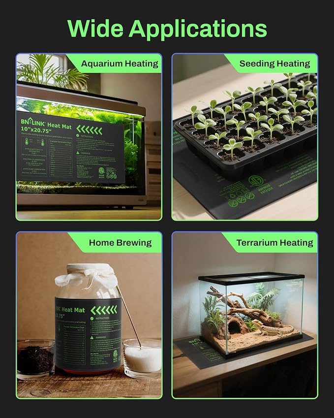 BN-LINK 10" x 20.75" Seedling Heat Mat with Thermostat Controller Combo Set | Plant Heating Pad for Seed Starting with Temperature Control, Warming Mat for Indoor Growing, Plants Germination, ETL Listed