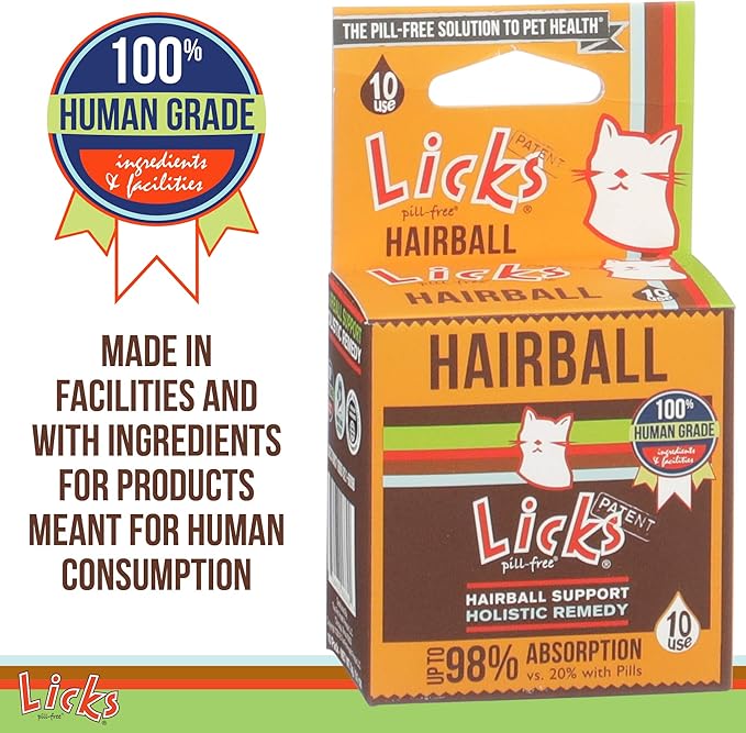 Licks - Hairball Remedy for Cats - Cat Hairball Treatment Containing Flax Seed Oil, Cod Liver Oil, and Sorbitol - LiquiPaks - 10 Use