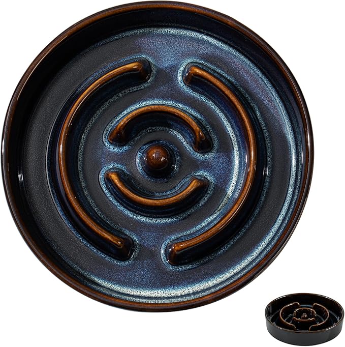 Havniva Slow Feeder Dog Bowls, 1.2 Cups Ceramic Dog Food Bowls 7.3 inch Slow Feeder for Small Dogs Puzzle Bowls for Fast Eater, Pet Slow Feeding Dish Anti-Choking