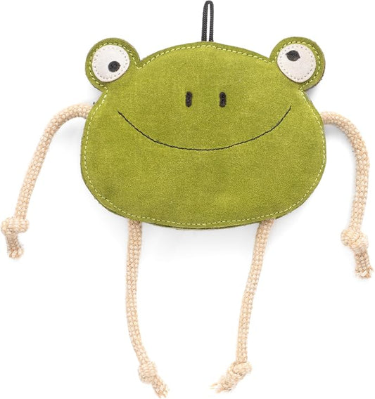 Fuzzl Eco Leather Lily Frog Natural and Tough Dog Toys - Dog Toy for Dogs and Puppy