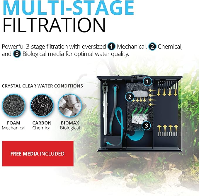 Fluval Flex 9 Gallon Glass Aquarium Kit, Black
