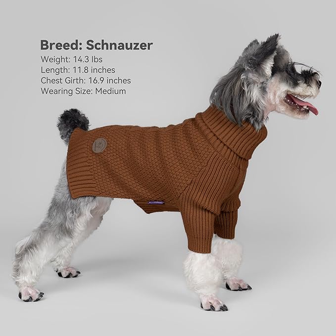 cyeollo 4XL Dog Sweater, Stretchable & Cozy Warm Dog Sweaters for Large Dogs Boy, Pullover Knit Fall Winter Sweatshirt for Giant Breeds Big Dogs Clothes, Doberman Great Dane Apparel, Brown XXXXL