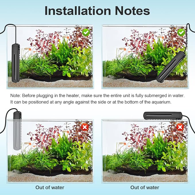 HiTauing Aquarium Heater, 100W/200W/300W/500W Fish Tank Heater with Upgraded LED Large Display, Up/Down Control Buttons and Intelligent Leaving Water Automatic Power-Off for Saltwater and Freshwater