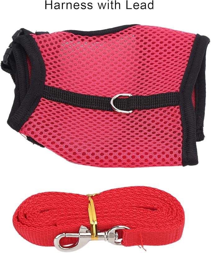 Small Pet Harness with Lead | Adjustable Soft Net Harness for Rabbits/Guinea Pigs/Kittens | Escape - Deterrent Walking Vest for Small Animals