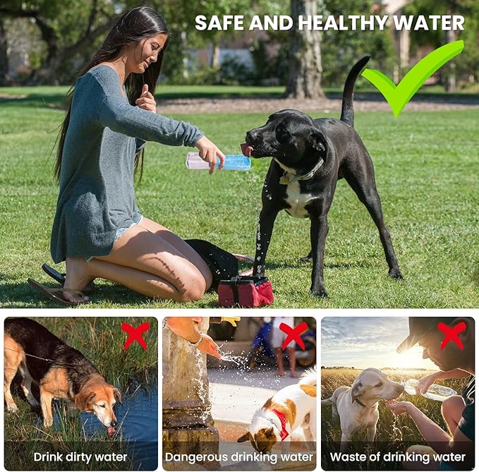 Portable Dog Water Bottle, Foldable Dog Water Bottle Leak Proof Dispenser for Puppy Small Medium Large Dogs, Pet Drink Cup for Walking Hiking Traveling(SkyBlue,12oz)