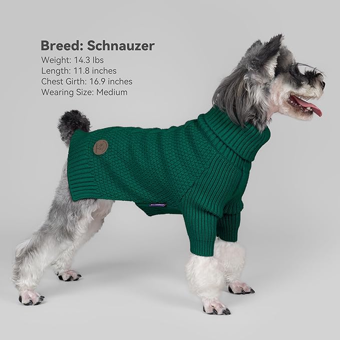 cyeollo Dog Sweater Pullover Turtleneck for Dogs, Classic Knitwear Fall Winter Cold Weather Dog Clothes Warm Pet Apparel Small Medium Large Dog Sweaters, Green M