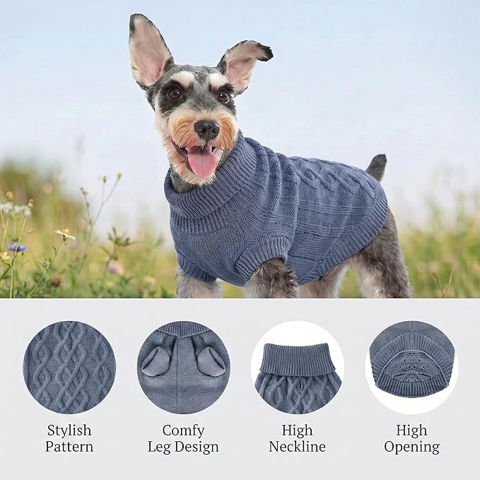 Small Dog Sweater, Soft Knit Dog Clothes for Spring Transition, Lightweight Puppy Outfit for Pomeranian, Yorkie, Chihuahua; Stylish Doggy Apparel for Spring Morning Walks (Dark Blue, M)