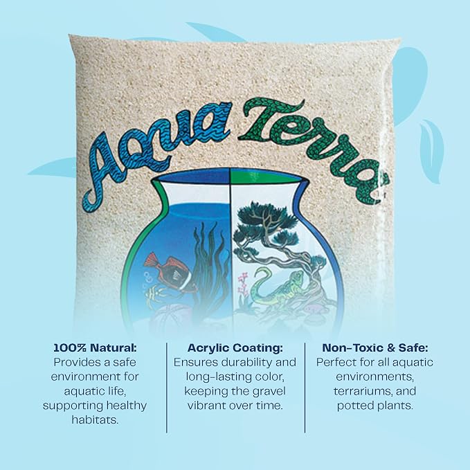 Aqua Terra Aquarium Natural Tan Sand, 5 lbs - Optimal pH Balance, Enhanced Water Clarity, Natural Aesthetic Appeal, Easy Maintenance, Eco-Friendly Health